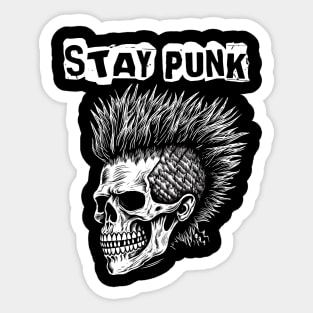 Punk Rock Skull With Mohawk- Stay Punk Sticker